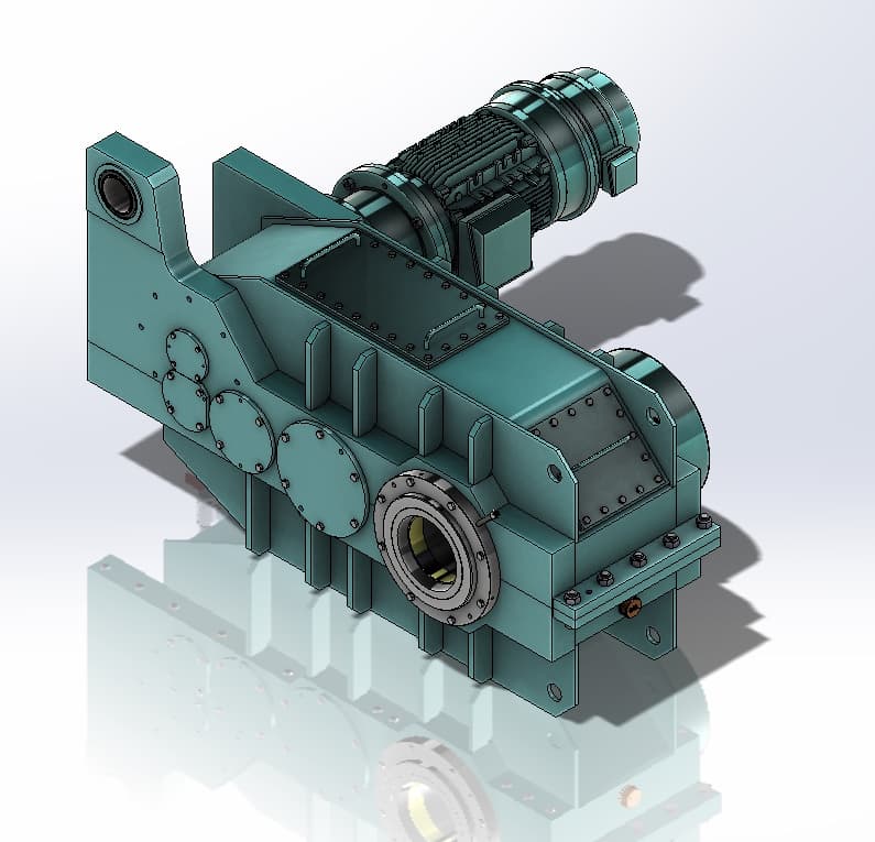 Modèle 3D d’un réducteur spécial Segor avec motorisation